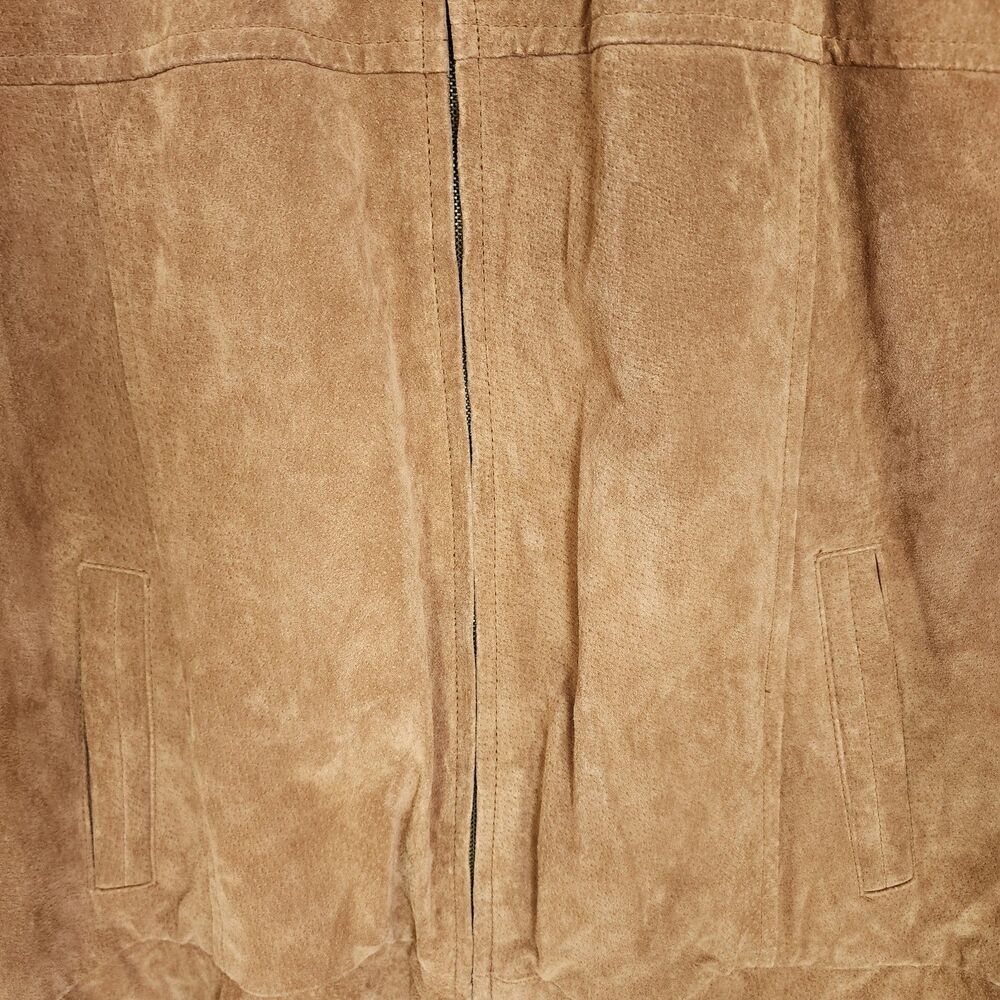 NWT Cezani Men's Genuine Suede Leather Jacket Camel Brown Zip Quilted Lined XL - Picture 3 of 16